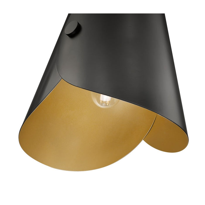 Z-Lite Salone 1 Light 13" Pendant, Black/Black Outer, Gold Inner