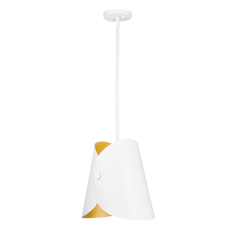 Z-Lite Salone 1Lt 13" Pendant, White/White Outer, Gold Inner - 1951P11-MW
