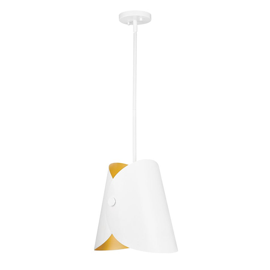 Z-Lite Salone 1 Light 13" Pendant, White/White Outer, Gold Inner - 1951P11-MW