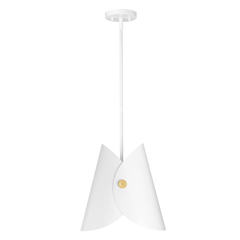 Z-Lite Salone 1 Light 13" Pendant, White/White Outer, Gold Inner