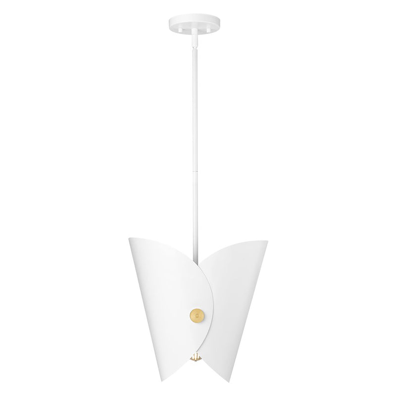 Z-Lite Salone 1 Light 13" Pendant, White/White Outer, Gold Inner