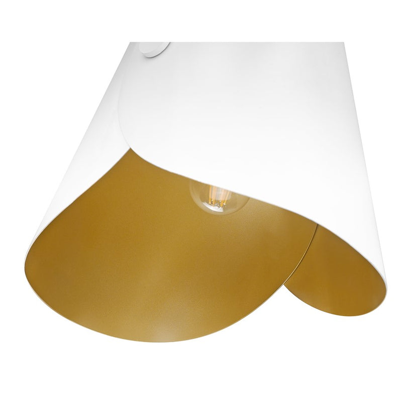 Z-Lite Salone 1 Light 13" Pendant, White/White Outer, Gold Inner