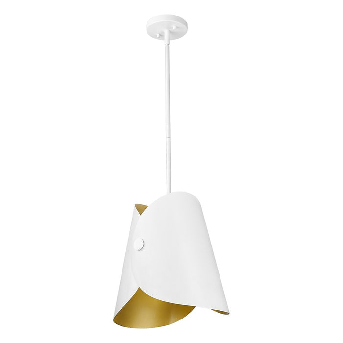 Z-Lite Salone 1 Light 13" Pendant, White/White Outer, Gold Inner