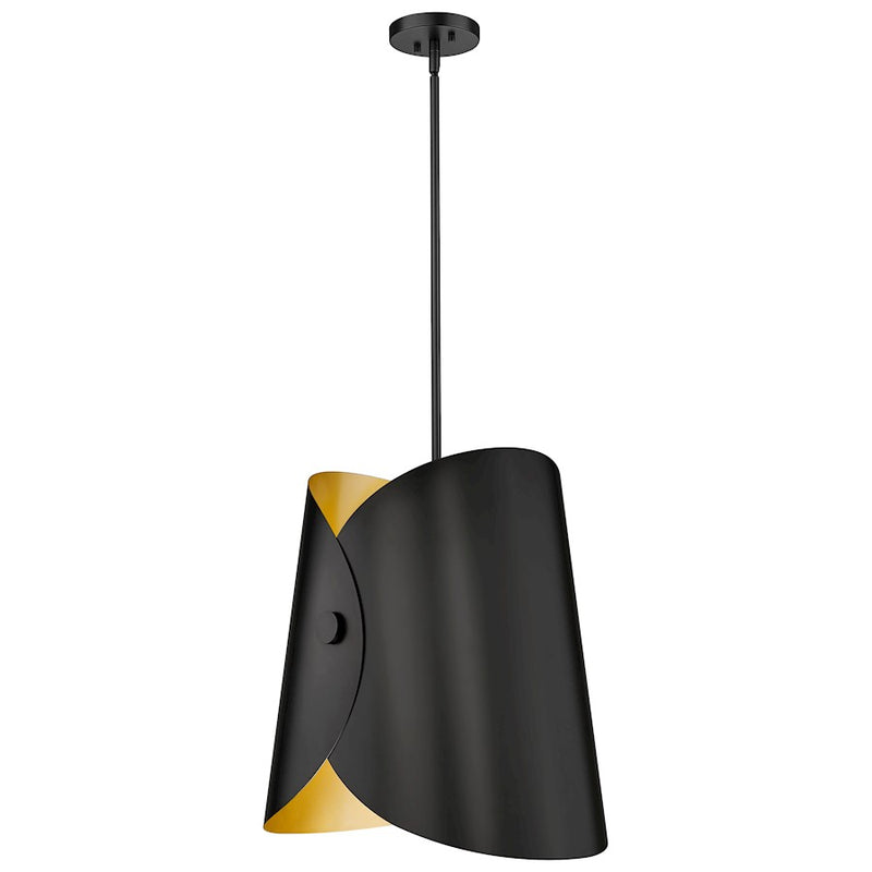 Z-Lite Salone 1 Light 18" Pendant, Black/Black Outer, Gold Inner - 1951P18-MB