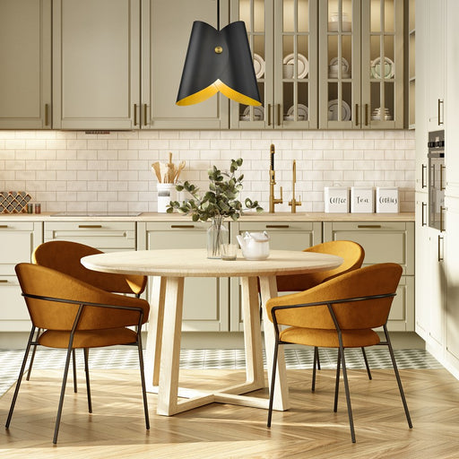 Z-Lite Salone 1 Light 18" Pendant, Black/Black Outer, Gold Inner