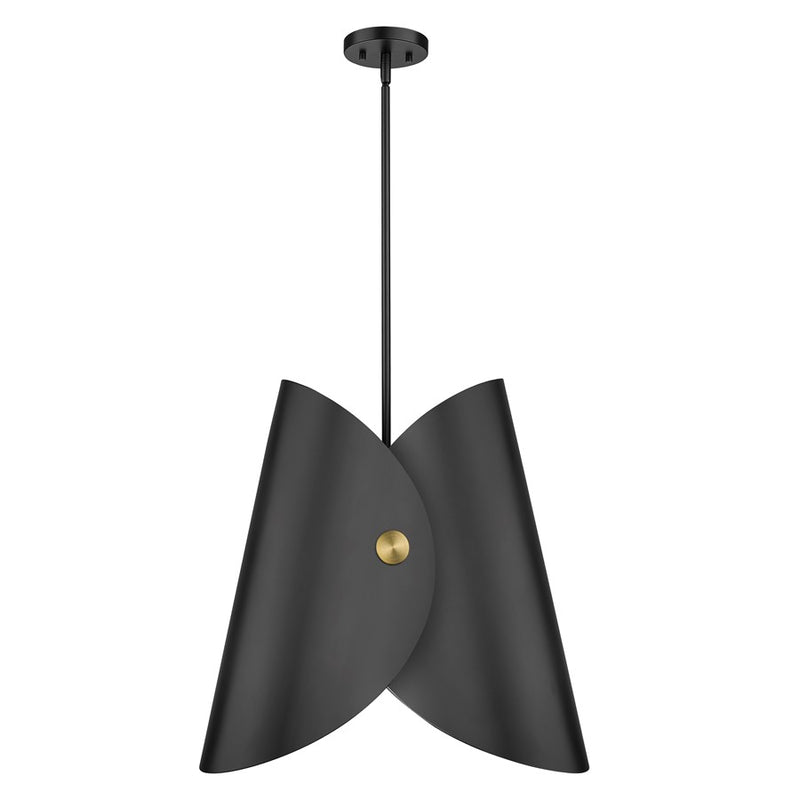 Z-Lite Salone 1Lt 18" Pendant, Black/Black Outer, Gold Inner