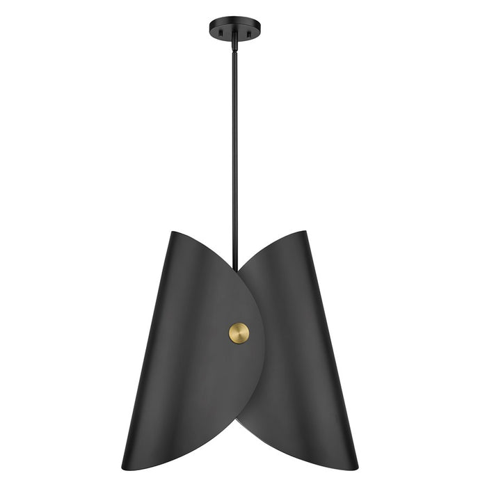 Z-Lite Salone 1 Light 18" Pendant, Black/Black Outer, Gold Inner