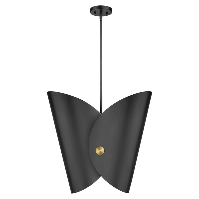 Z-Lite Salone 1 Light 18" Pendant, Black/Black Outer, Gold Inner