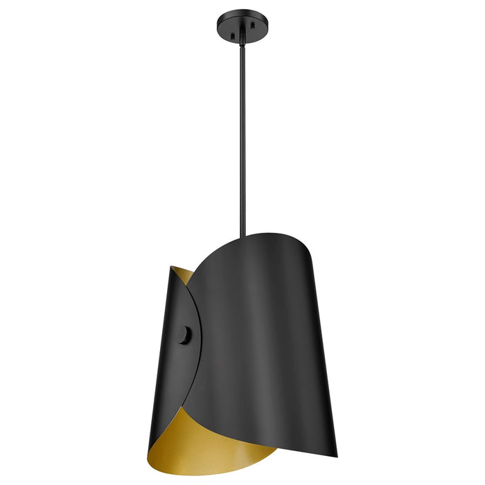 Z-Lite Salone 1 Light 18" Pendant, Black/Black Outer, Gold Inner