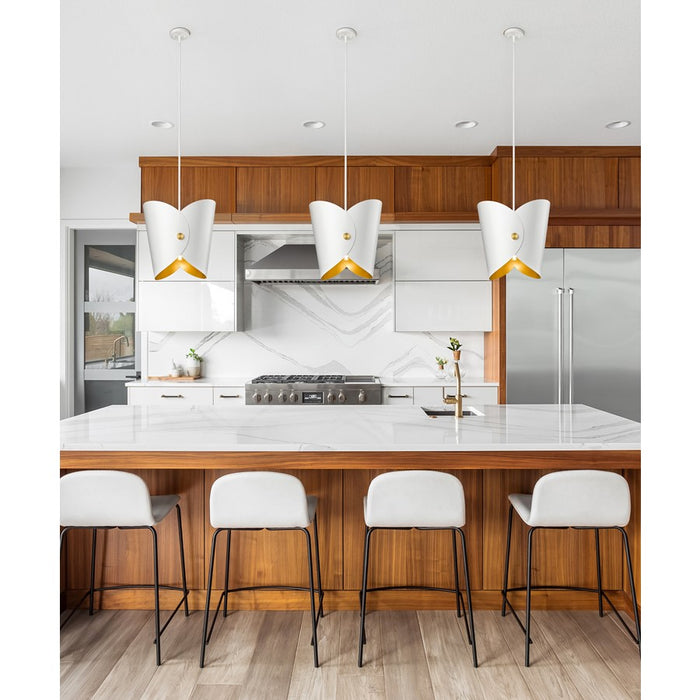 Z-Lite Salone 1 Light 18" Pendant, White/White Outer, Gold Inner
