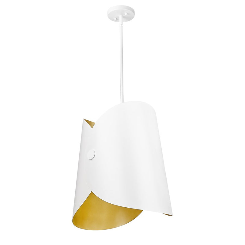 Z-Lite Salone 1 Light 18" Pendant, White/White Outer, Gold Inner