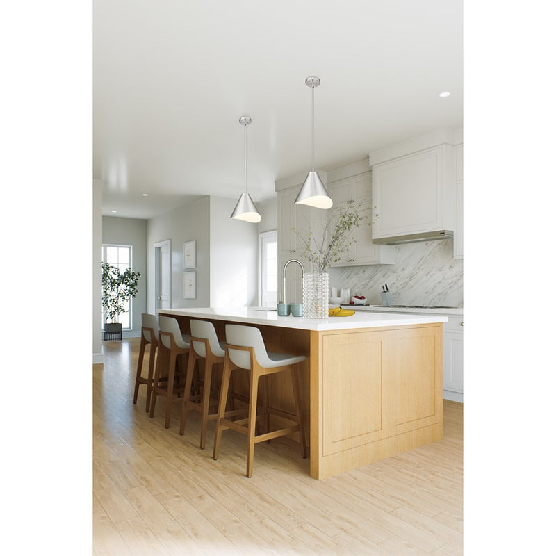 Z-Lite Aria 1Lt 12" Pendant, Nickel/Nickel/Inner White