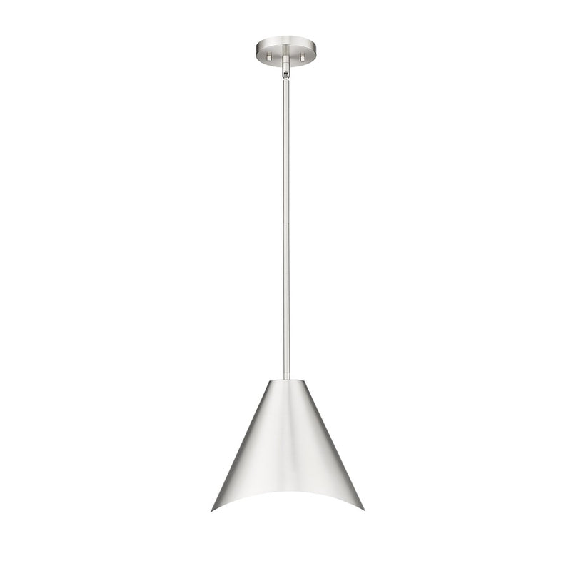 Z-Lite Aria 1 Light 12" Pendant, Nickel/Nickel/Inner White