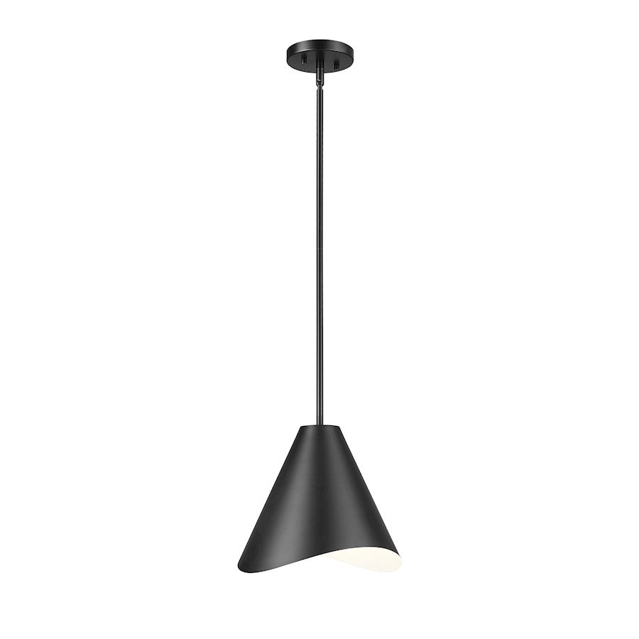 Z-Lite Aria 1 Light 12" Pendant, Matte Black/Matte Black/Inner White - 1952P12-MB
