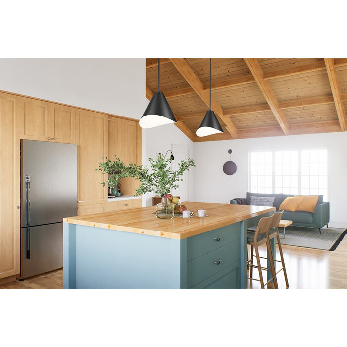 Z-Lite Aria 1 Light 12" Pendant, Matte Black/Matte Black/Inner White