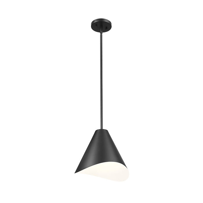 Z-Lite Aria 1 Light 12" Pendant, Matte Black/Matte Black/Inner White