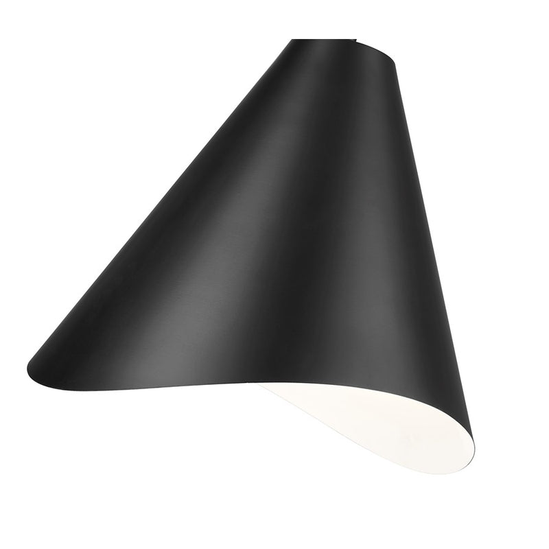 Z-Lite Aria 1 Light 12" Pendant, Matte Black/Matte Black/Inner White
