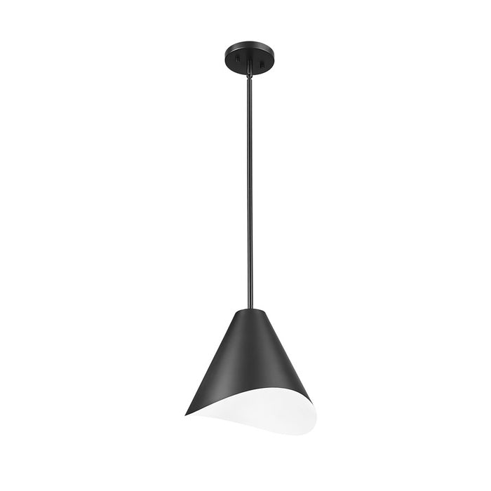 Z-Lite Aria 1Lt 12" Pendant, Matte Black/Matte Black/Inner White