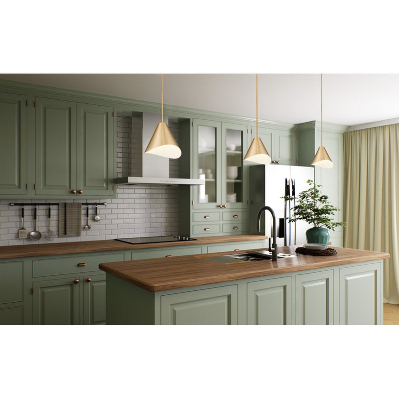Z-Lite Aria 1 Light 12" Pendant, Modern Gold/Modern Gold/Inner White