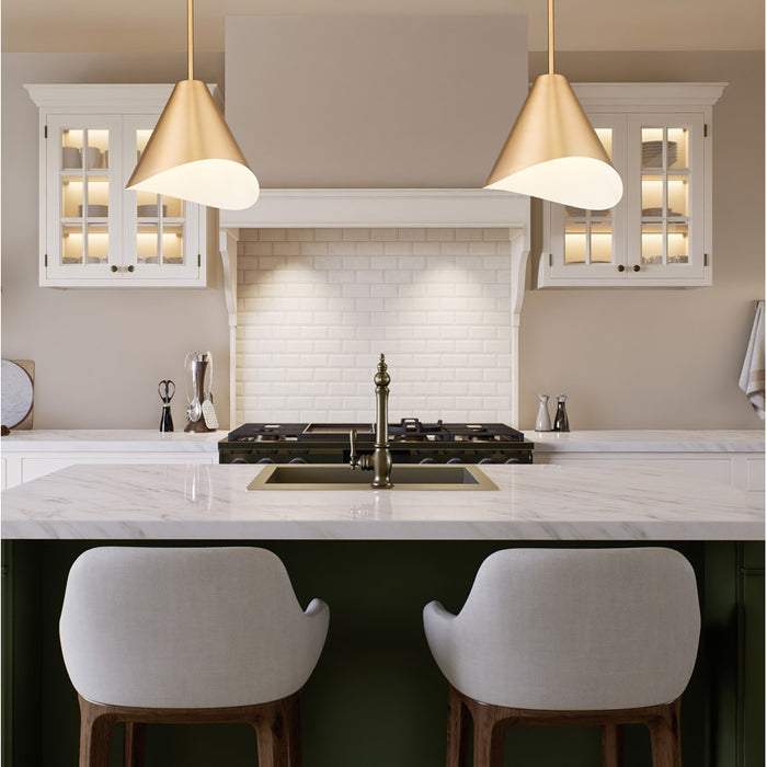Z-Lite Aria 1 Light 12" Pendant, Modern Gold/Modern Gold/Inner White