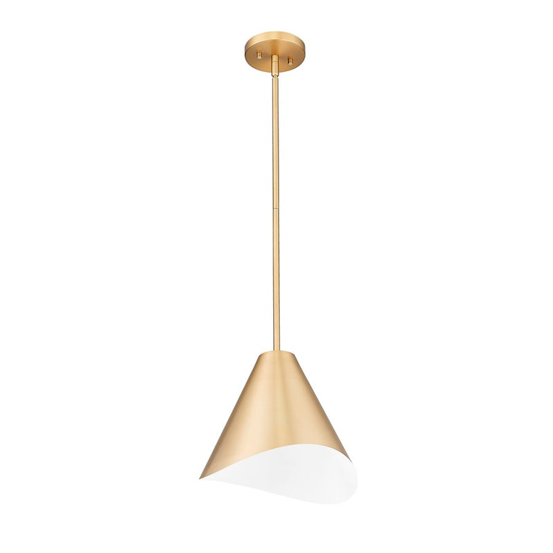 Z-Lite Aria 1 Light 12" Pendant, Modern Gold/Modern Gold/Inner White