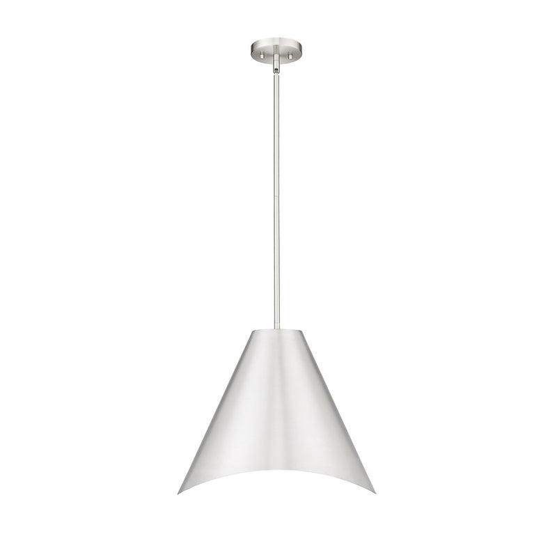 Z-Lite Aria 1 Light 18" Pendant, Nickel/Nickel/Inner White