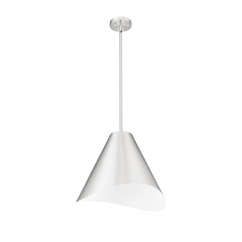 Z-Lite Aria 1 Light 18" Pendant, Nickel/Nickel/Inner White