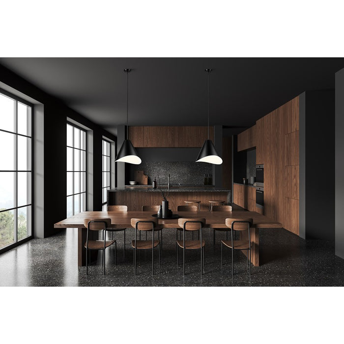 Z-Lite Aria 1 Light 18" Pendant, Matte Black/Matte Black/Inner White