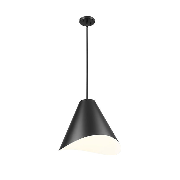 Z-Lite Aria 1 Light 18" Pendant, Matte Black/Matte Black/Inner White