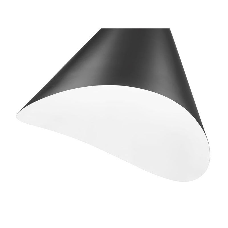 Z-Lite Aria 1 Light 18" Pendant, Matte Black/Matte Black/Inner White