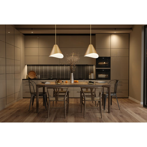 Z-Lite Aria 1 Light 18" Pendant, Modern Gold/Modern Gold/Inner White