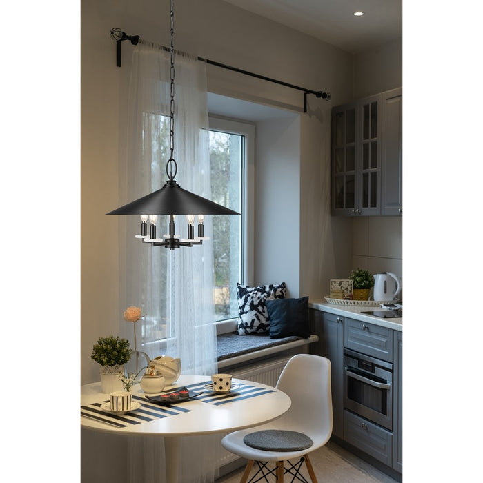 Z-Lite Rialto 5 Light 22" Pendant, Black Outer/Signature Brass Inner