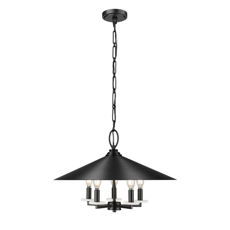 Z-Lite Rialto 5Lt 22" Pendant, Black Outer/Signature Brass Inner