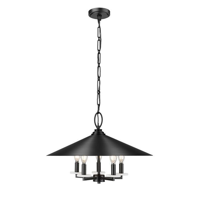 Z-Lite Rialto 5 Light 22" Pendant, Black Outer/Signature Brass Inner
