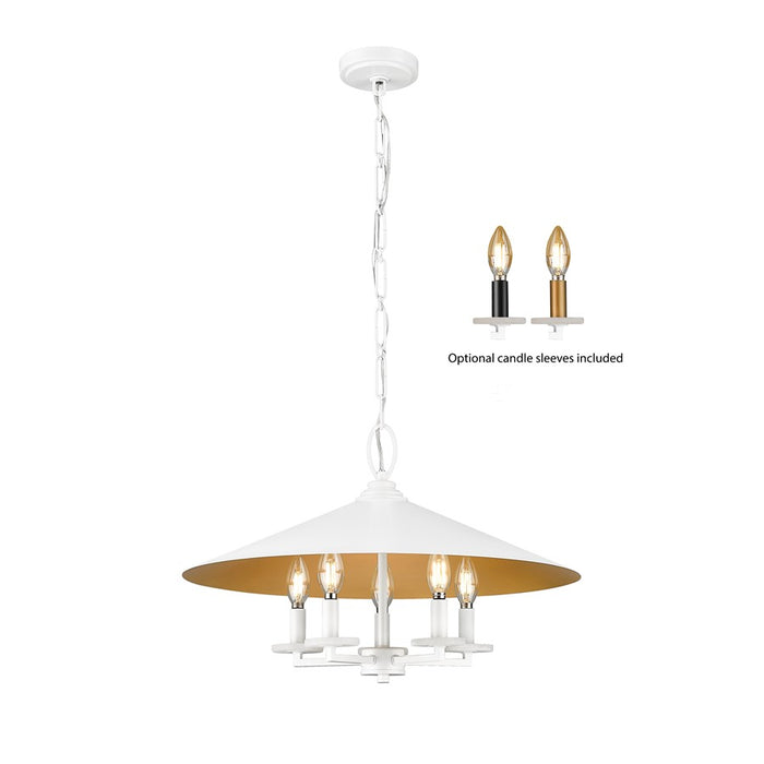 Z-Lite Rialto 5Lt 22" Pendant, White Outer/Signature Brass Inner - 1953-22MW