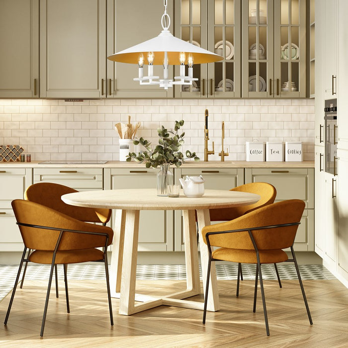 Z-Lite Rialto 5 Light 22" Pendant, White Outer/Signature Brass Inner