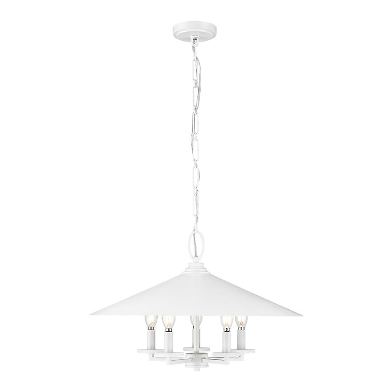 Z-Lite Rialto 5 Light 22" Pendant, White Outer/Signature Brass Inner