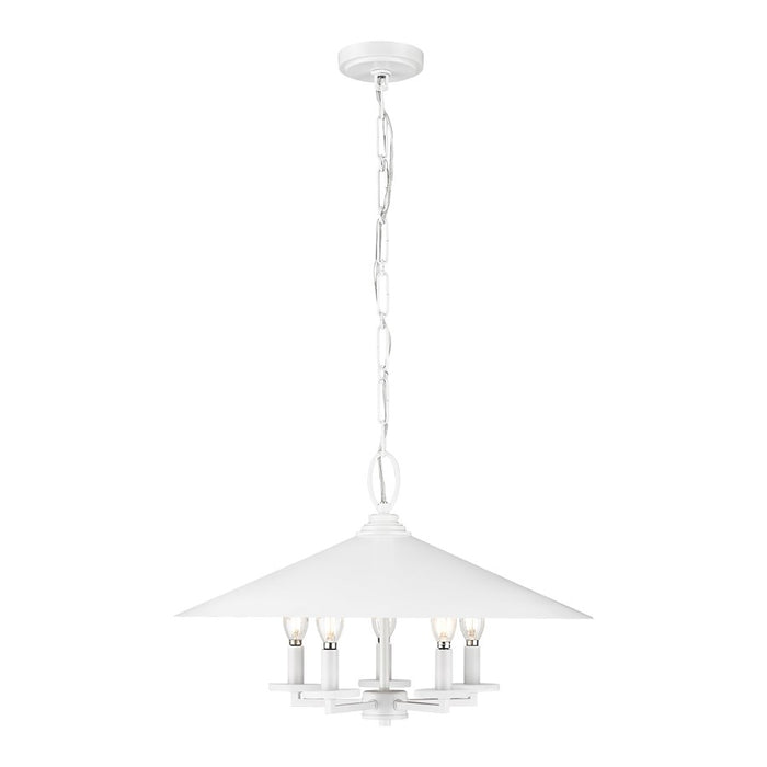 Z-Lite Rialto 5 Light 22" Pendant, White Outer/Signature Brass Inner