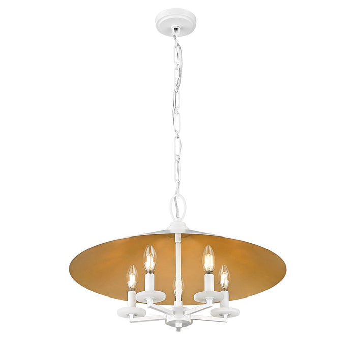 Z-Lite Rialto 5 Light 22" Pendant, White Outer/Signature Brass Inner
