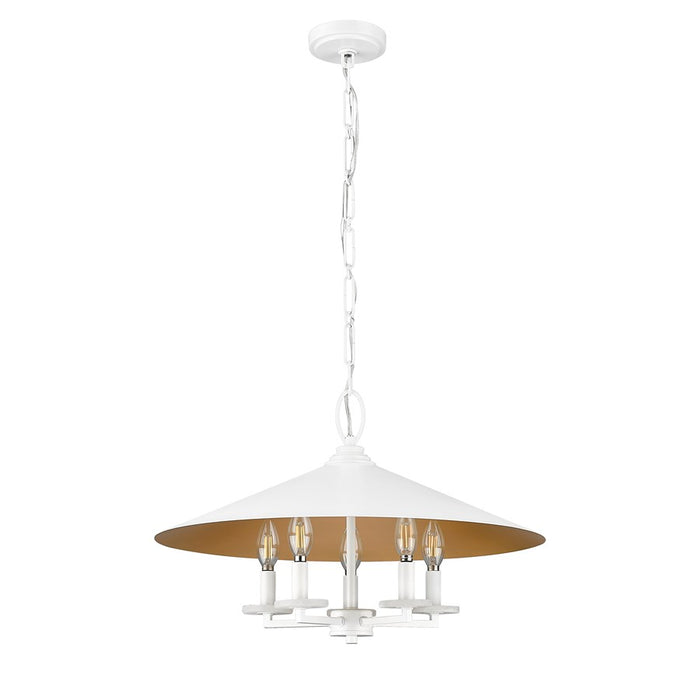 Z-Lite Rialto 5 Light 22" Pendant, White Outer/Signature Brass Inner