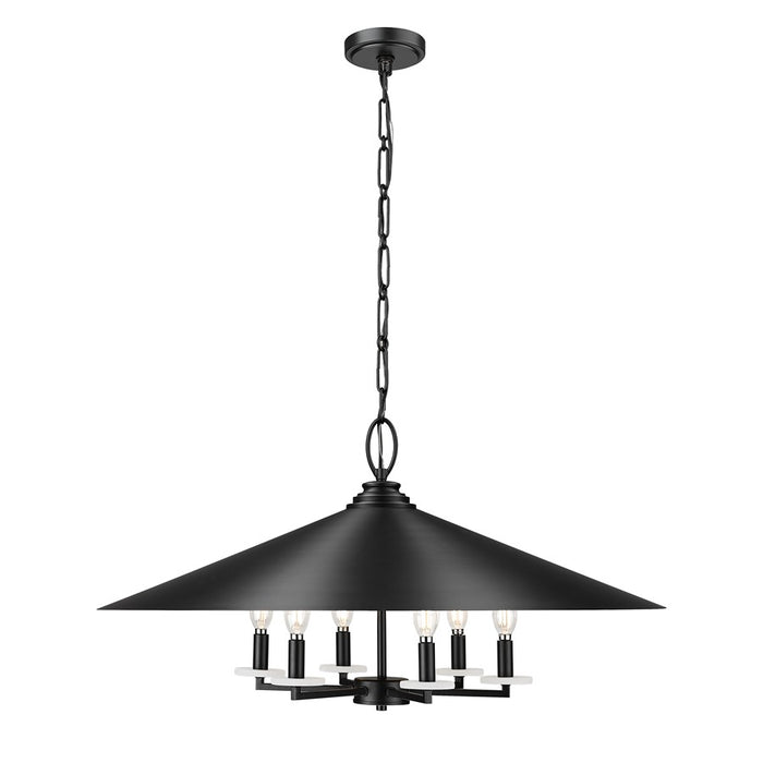 Z-Lite Rialto 6 Light 32" Pendant, Black Outer/Signature Brass Inner