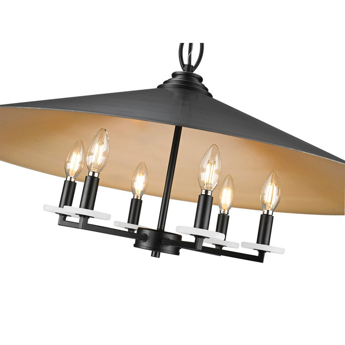 Z-Lite Rialto 6 Light 32" Pendant, Black Outer/Signature Brass Inner