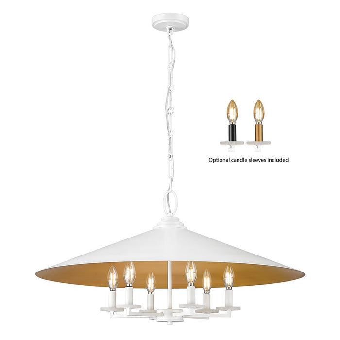 Z-Lite Rialto 6Lt 32" Pendant, White Outer/Signature Brass Inner - 1953-32MW