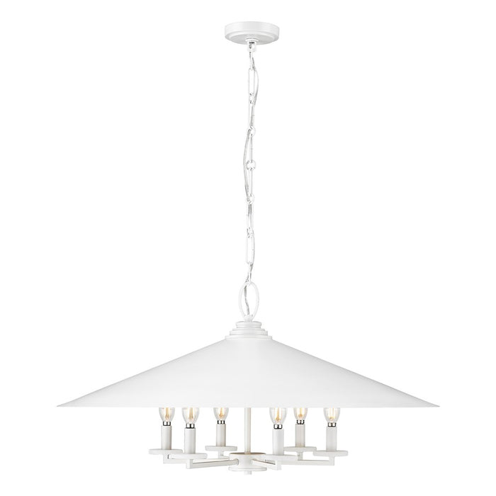 Z-Lite Rialto 6Lt 32" Pendant, White Outer/Signature Brass Inner