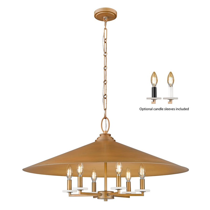 Z-Lite Rialto 6 Light 32" Pendant, Signature Gold/Signature Gold