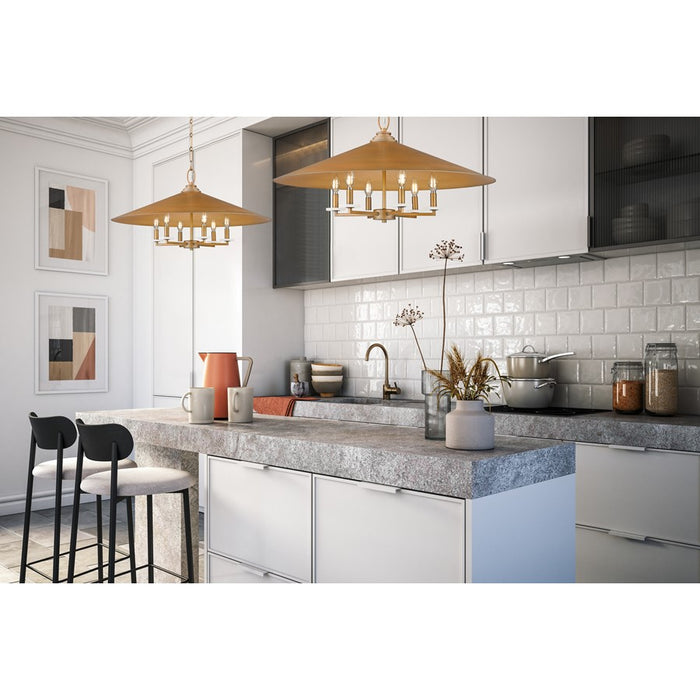 Z-Lite Rialto 6 Light 32" Pendant, Signature Gold/Signature Gold
