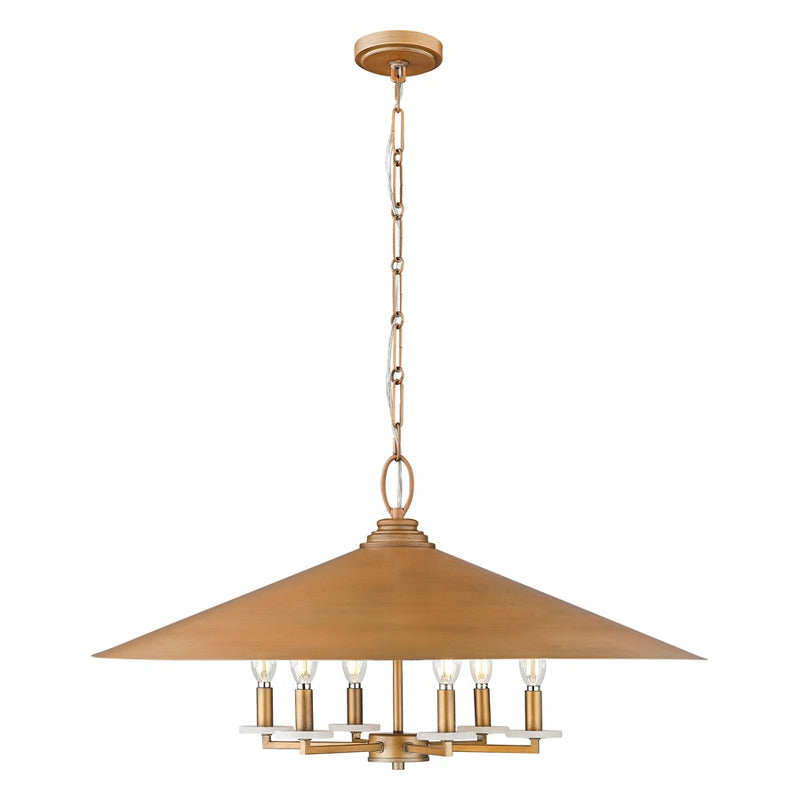 Z-Lite Rialto 6 Light 32" Pendant, Signature Gold/Signature Gold