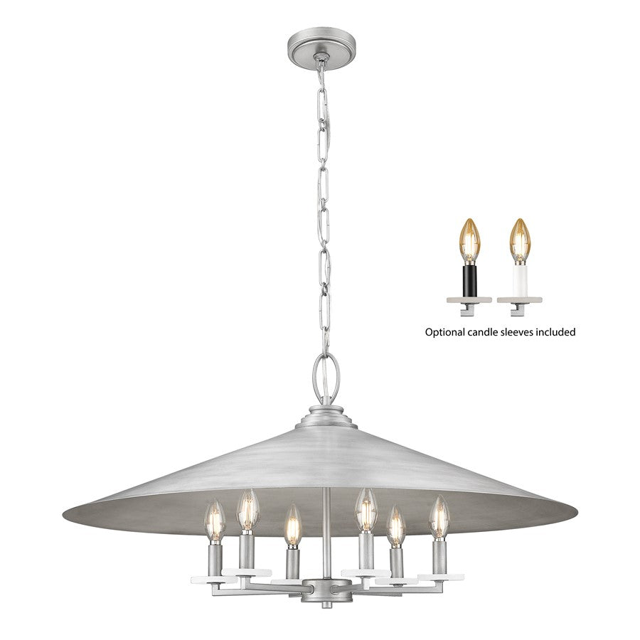 Z-Lite Rialto 6Lt 32" Pendant, Signature Pewter/Signature Pewter - 1953-32SPT