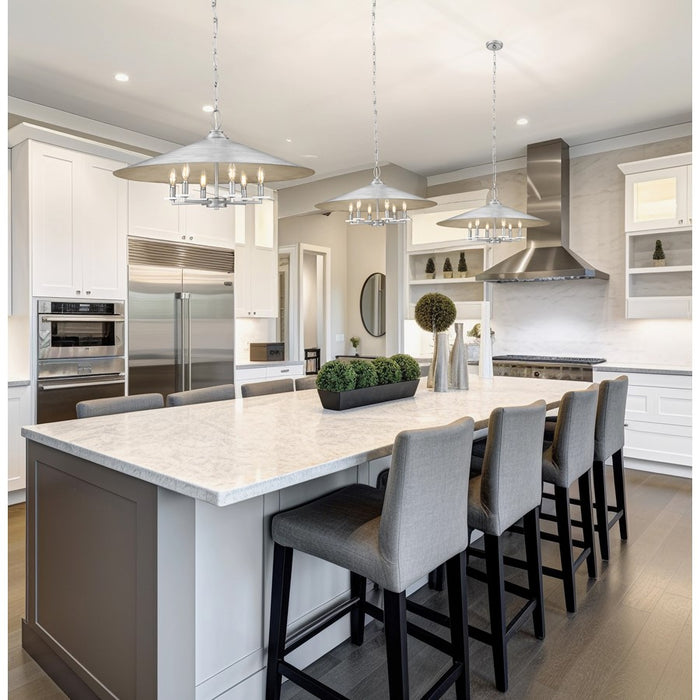 Z-Lite Rialto 6Lt 32" Pendant, Signature Pewter/Signature Pewter