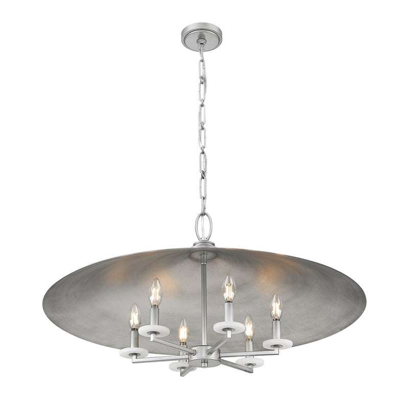 Z-Lite Rialto 6 Light 32" Pendant, Signature Pewter/Signature Pewter